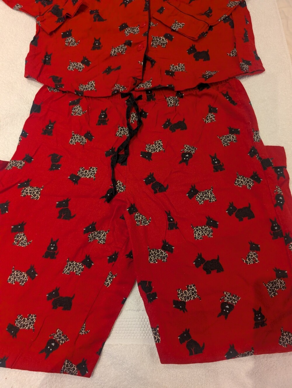 Vintage Adonna Red Scottie Dog 100% Cotton 2-Piece Pajama Set Large - Picture 4 of 12